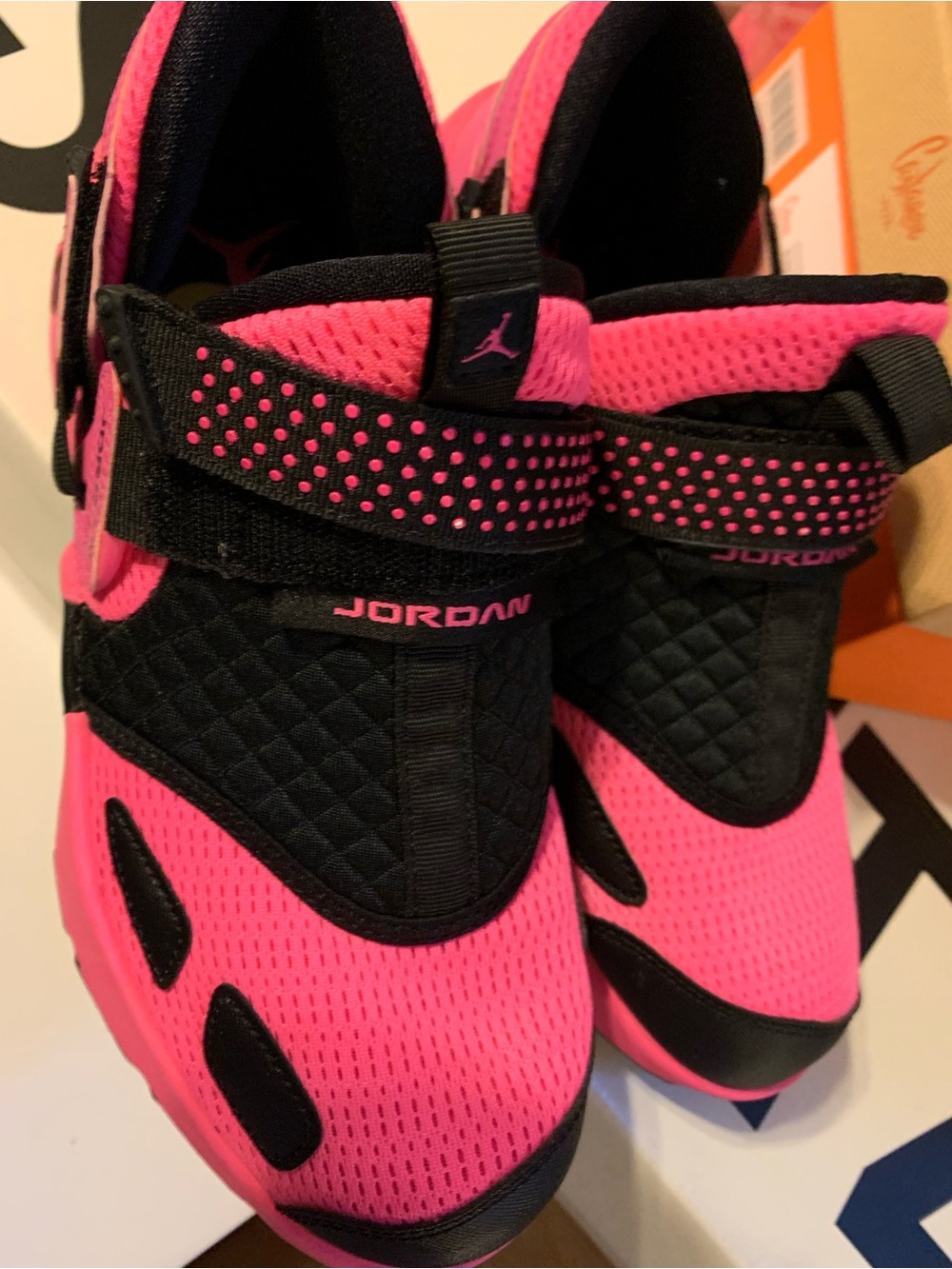 Jordan Hot Pink and Black Kids' Athletic Sneakers with Velcro Strap